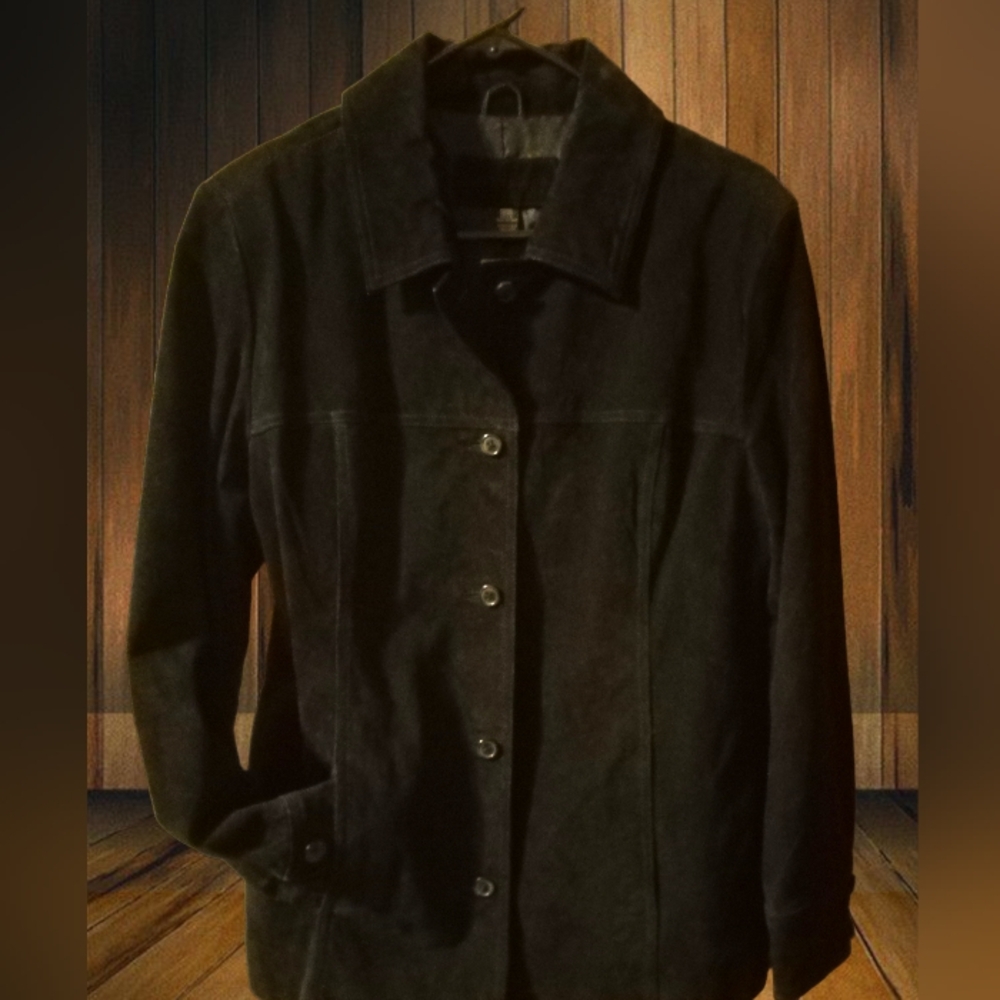 Women's Black Genuine Leather Jacket By Jaclyn Smith